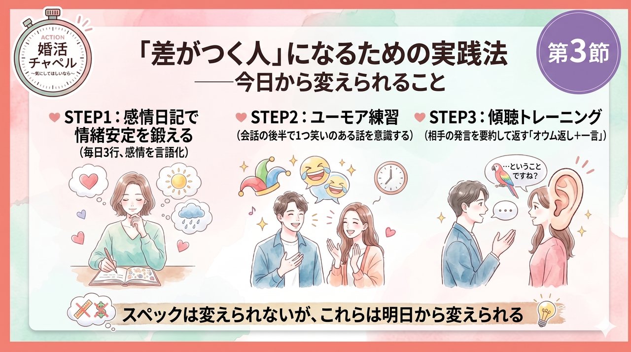 選ばれる人になる実践アプローチ インフォグラフィック