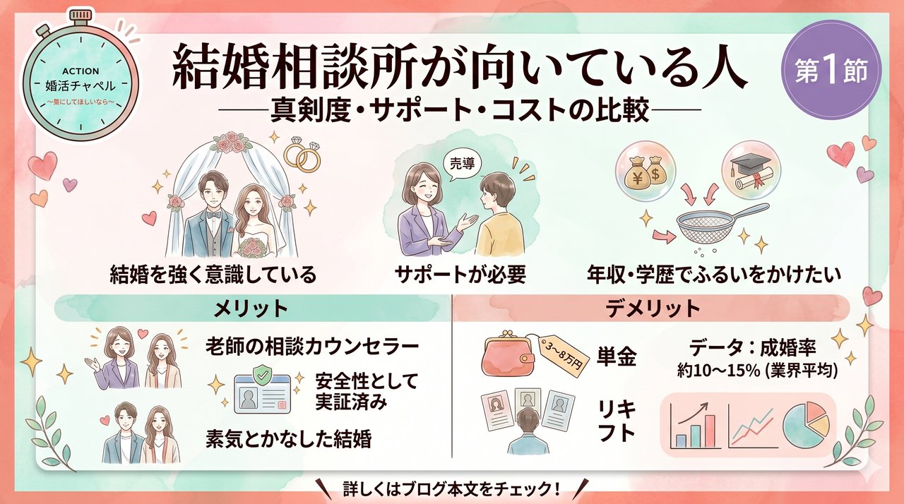 結婚相談所とマッチングアプリの構造比較 インフォグラフィック