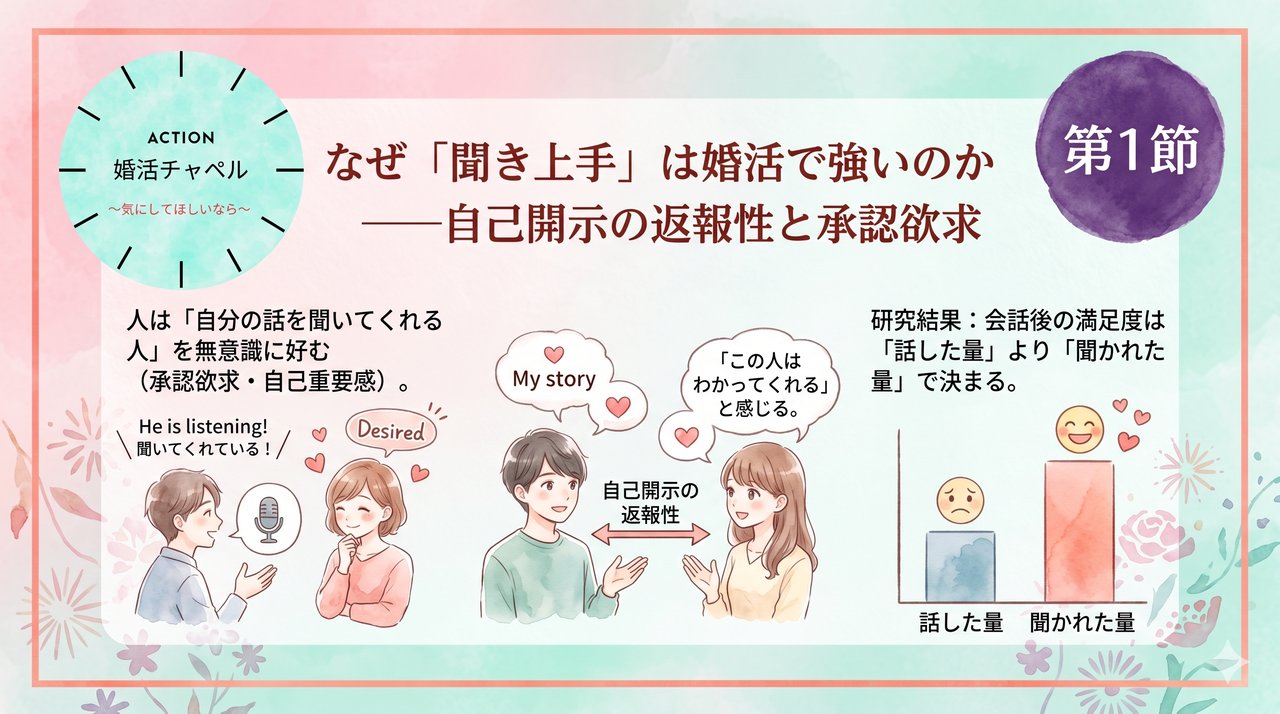 なぜ聞き上手は婚活で強いのか インフォグラフィック|婚活ラボ
