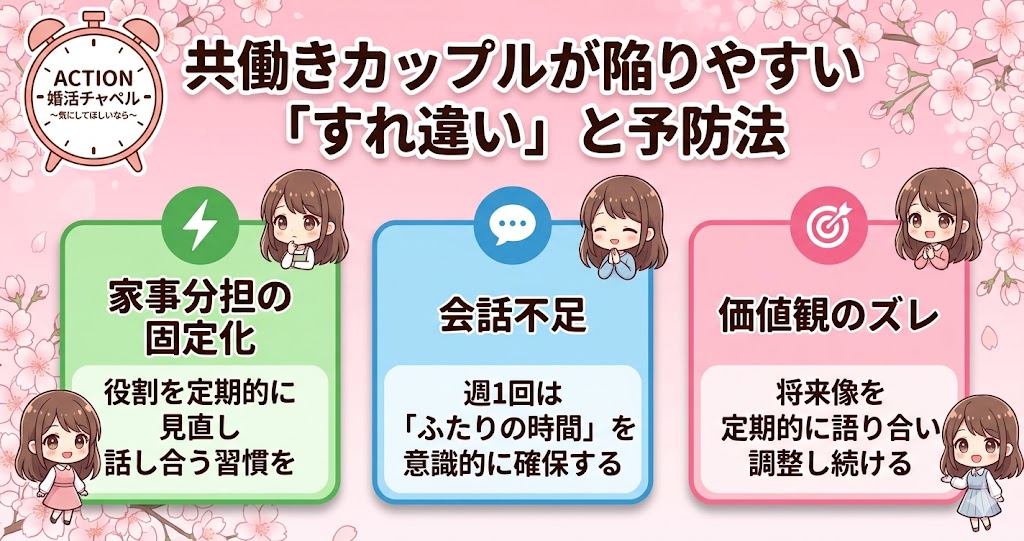 共働きカップルが陥りやすいすれ違いと予防法インフォグラフィック