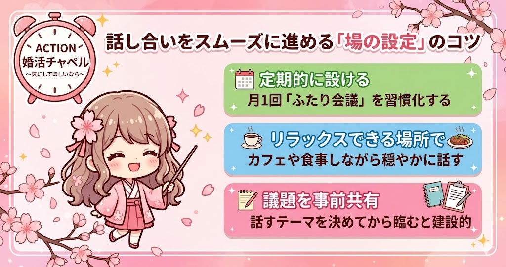 話し合いをスムーズに進める場の設定のコツインフォグラフィック