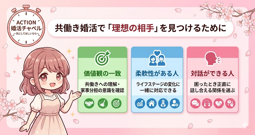 共働き婚活で理想の相手を見つけるためにインフォグラフィック