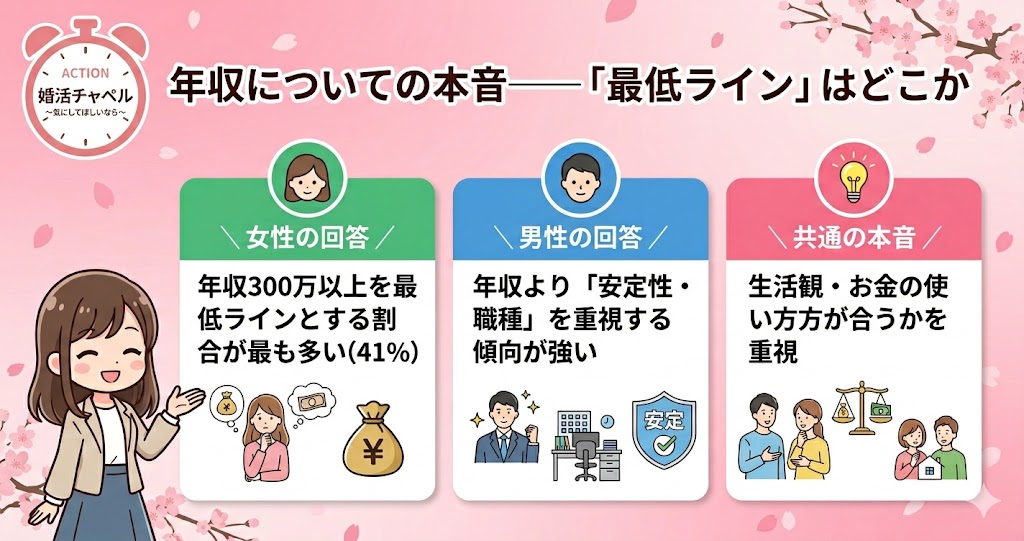 年収についての本音最低ラインはどこかインフォグラフィック