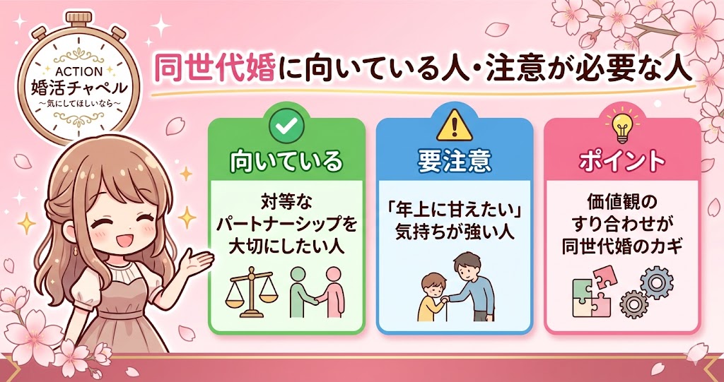 同世代婚に向いている人注意が必要な人インフォグラフィック