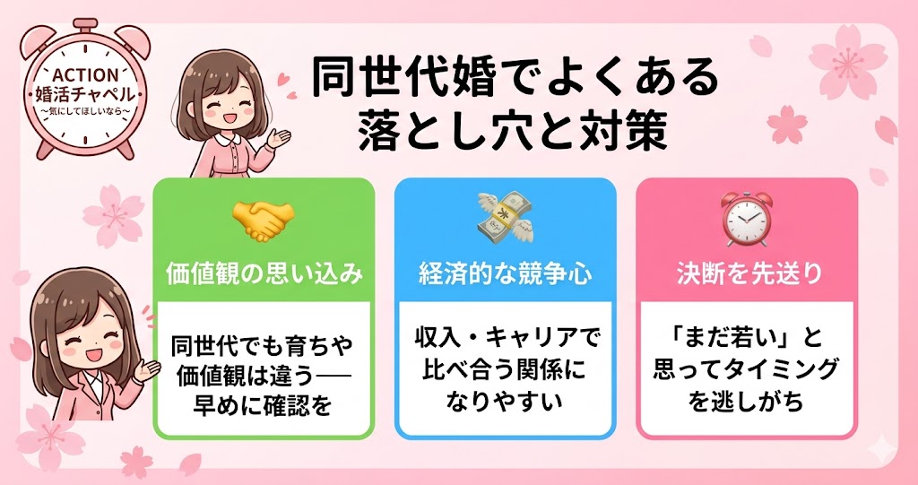 同世代婚でよくある落とし穴と対策インフォグラフィック