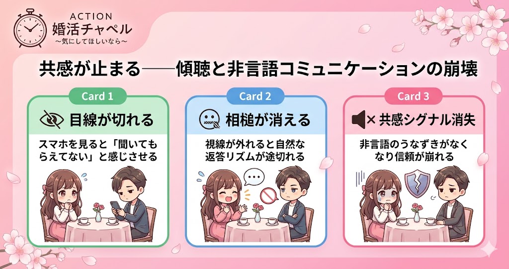共感が止まる傾聴と非言語コミュニケーションの崩壊インフォグラフィック
