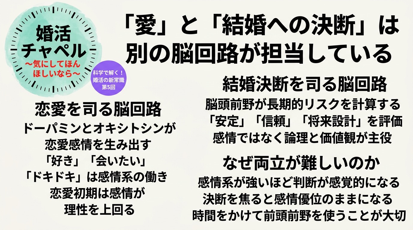 愛と結婚決断の脳回路の違い インフォグラフィック