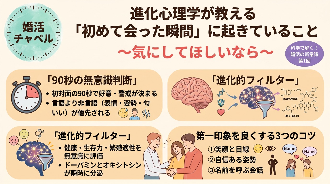 進化心理学が教える初めて会った瞬間に起きていること インフォグラフィック