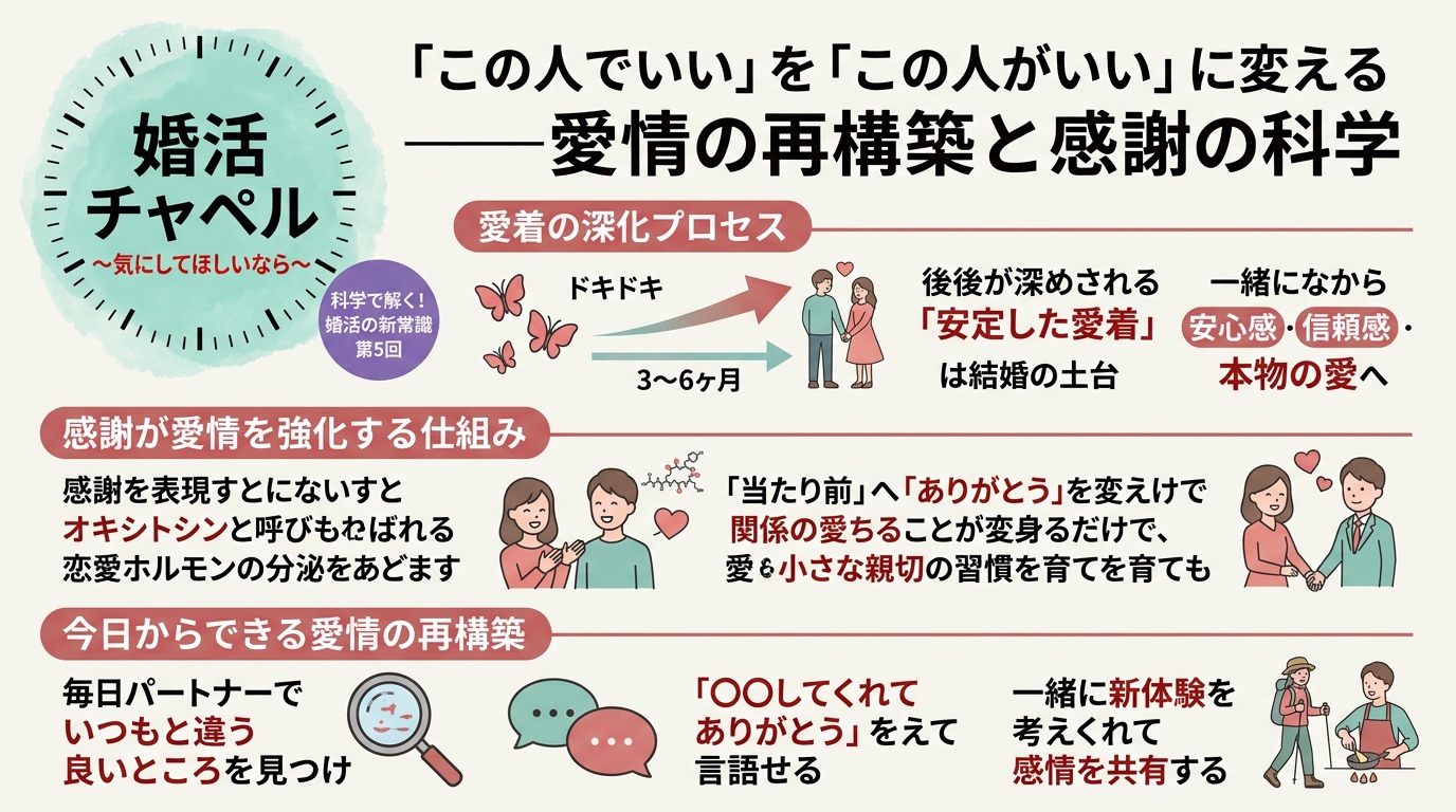 愛情の再構築と感謝の科学 インフォグラフィック