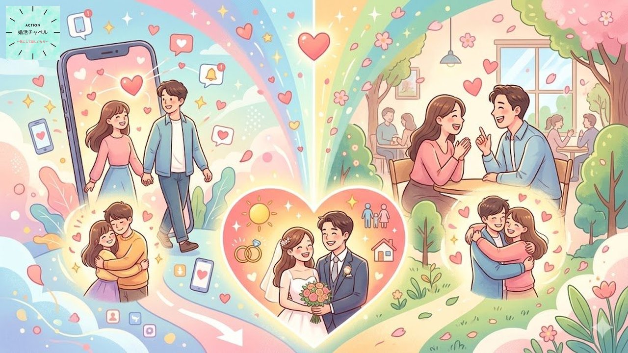 アプリ婚とリアル婚の違いを科学的に示すインフォグラフィック