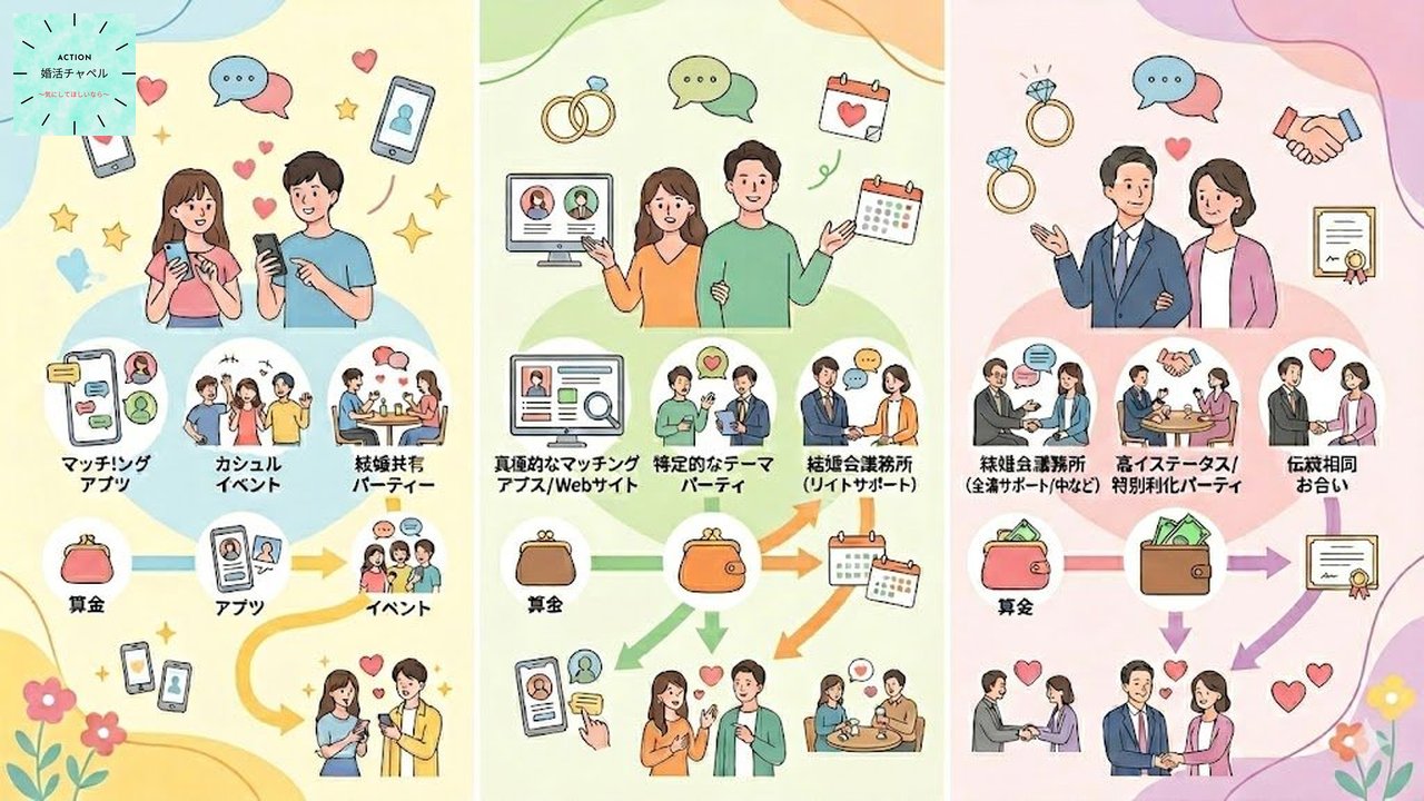 2026年婚活に最適なサービス選びのフレームワークを示すインフォグラフィック
