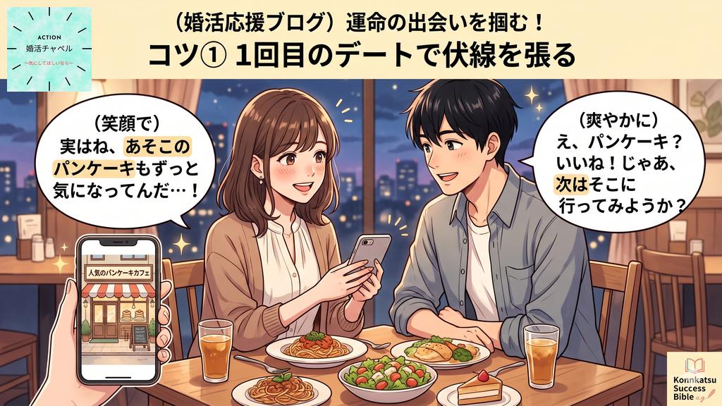 コツ①伏線を張る:1回目のデートで会話のヒントを残す