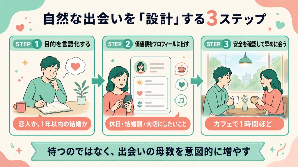 自然な出会いを設計する3ステップ