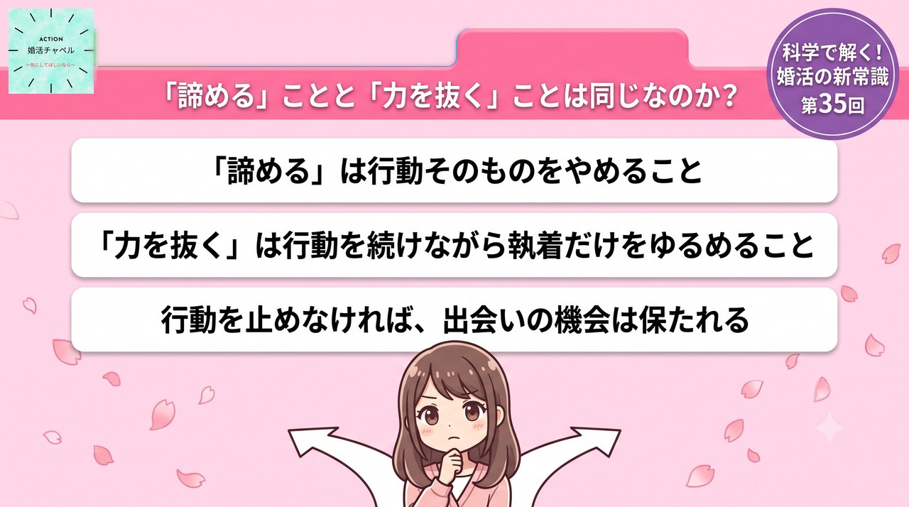 諦めると力を抜くの違い 行動をやめるか執着を手放すか|婚活ラボ