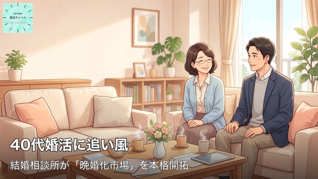 40代婚活に追い風——結婚相談所が「晩婚化市場」を本格開拓 アイキャッチ｜婚活チャペル