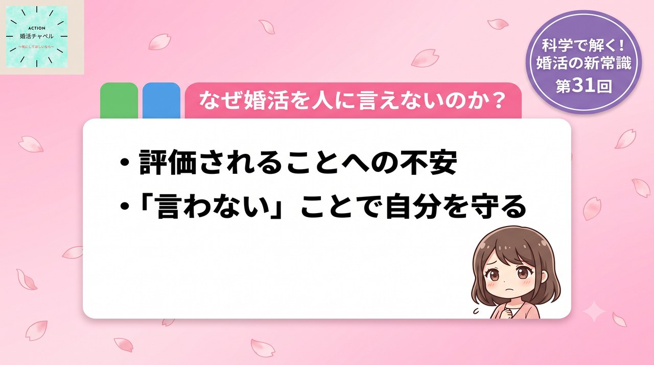 なぜ婚活を人に言えないのか 評価される不安と自己防衛|婚活ラボ