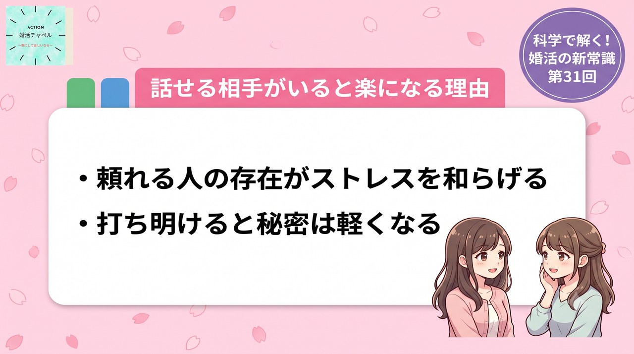 話せる相手がいると楽になる理由 社会的支援の緩衝効果|婚活ラボ