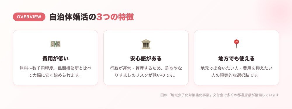 自治体婚活サービスの仕組みを示すインフォグラフィック