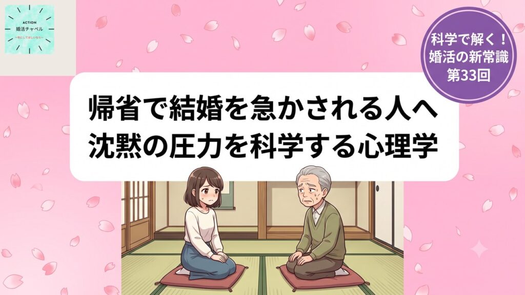 帰省で結婚を急かされる人へ 沈黙の圧力を科学する心理学 アイキャッチ｜婚活ラボ