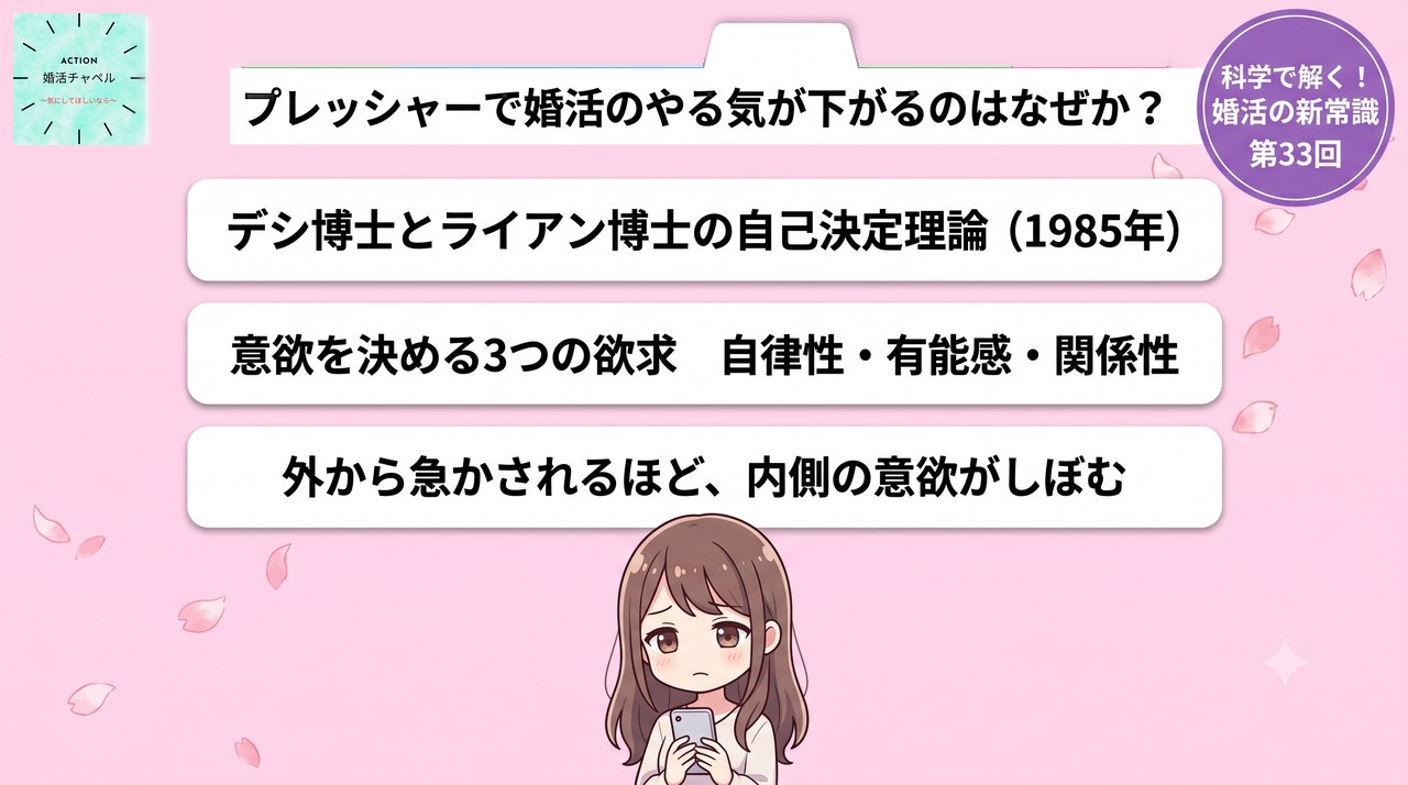 自己決定理論 外からの圧力が婚活の意欲を下げる仕組み|婚活ラボ