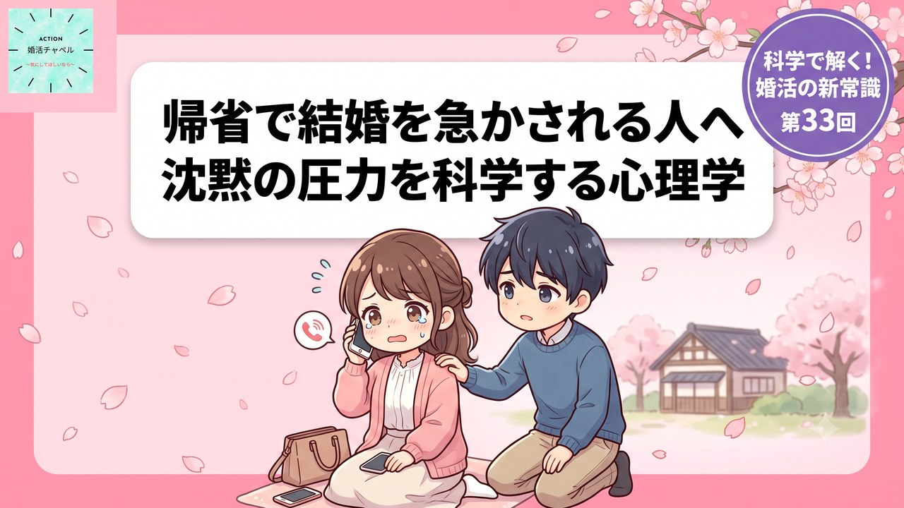 帰省で結婚を急かされる人へ 沈黙の圧力を科学する心理学 アイキャッチ｜婚活ラボ