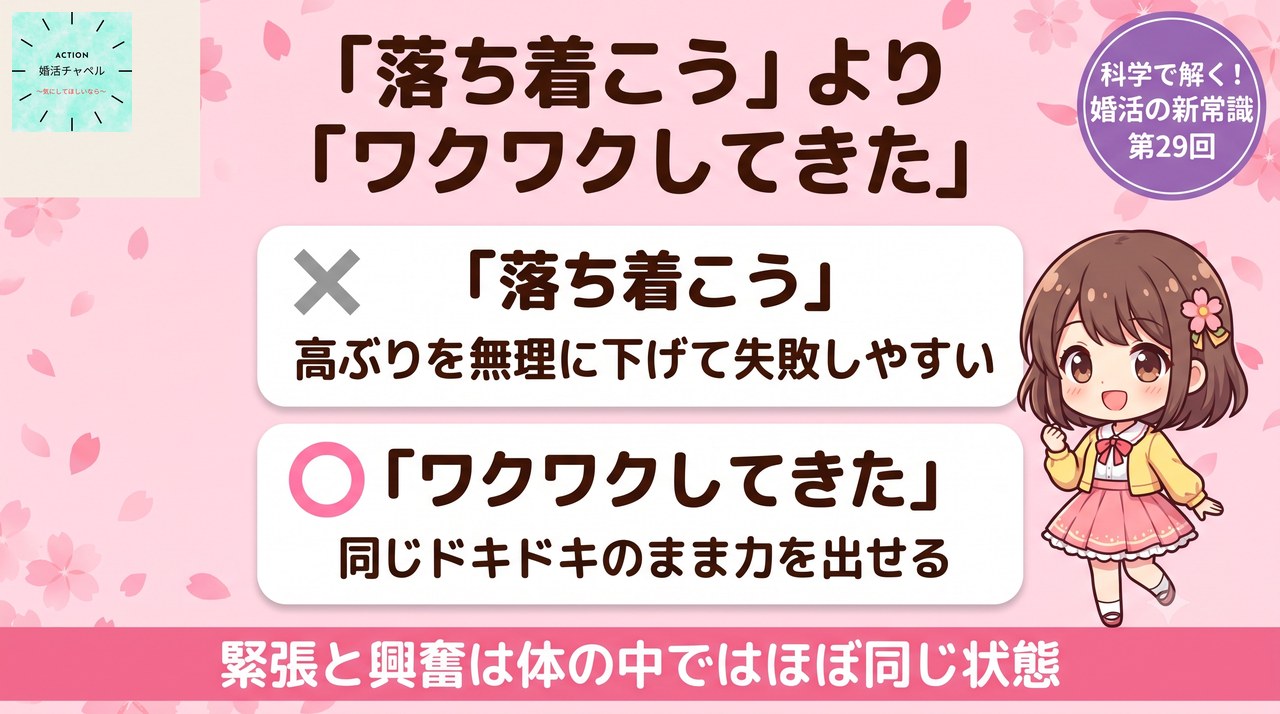 「落ち着こう」より「ワクワクしてきた」と言い換える緊張対策|婚活ラボ