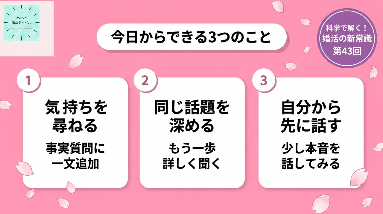 今日からできる3つのこと 気持ちを尋ねる・話題を深める・自分から話す