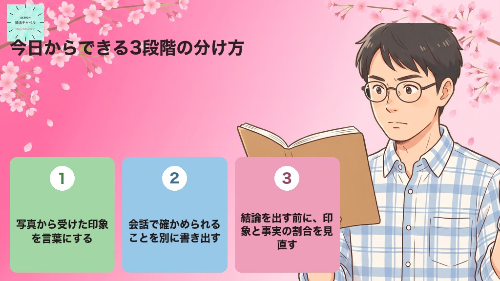 今日からできる三段階の分け方 印象を言葉にする・事実を書き出す・割合を見直す