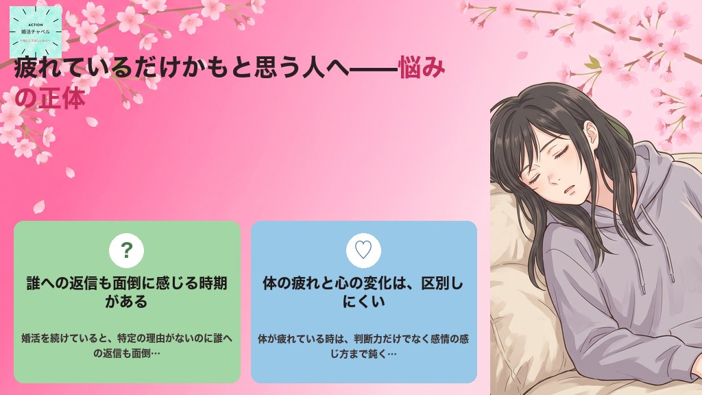 疲れているだけかもと思う悩み 誰への返信も面倒に感じて気持ちが冷めたと誤解してしまう