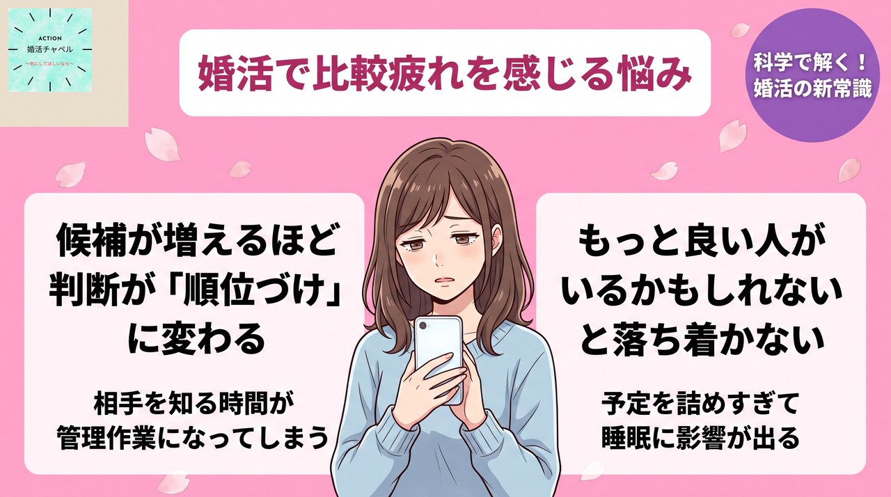婚活で比較疲れを感じる悩み 候補が増えるほど判断が順位づけに変わる