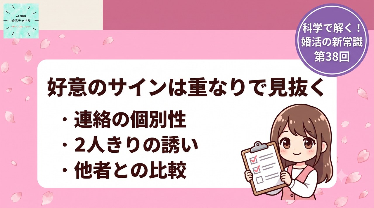 好意のサインは頻度と重なりで見抜くインフォグラフィック|婚活ラボ