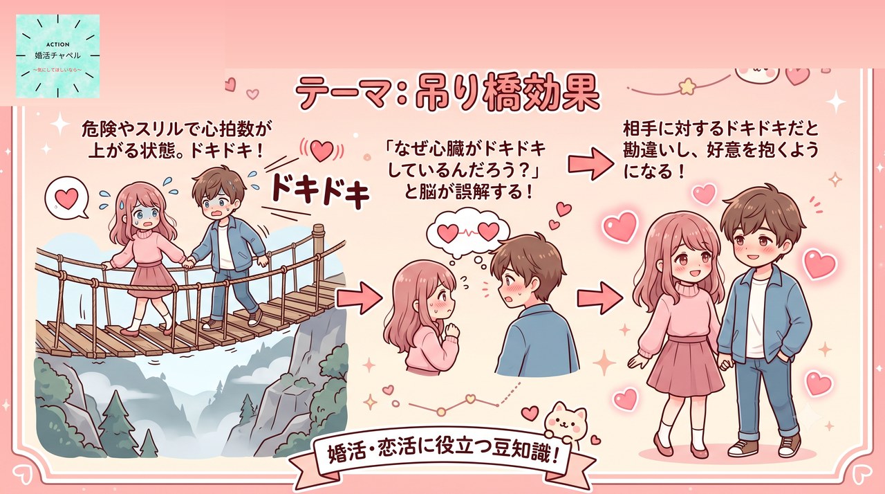 吊り橋効果:ドキドキが恋愛感情に変わる仕組み|婚活ラボ
