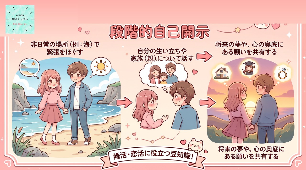 段階的自己開示:海→親→夢の心理的進行|婚活ラボ